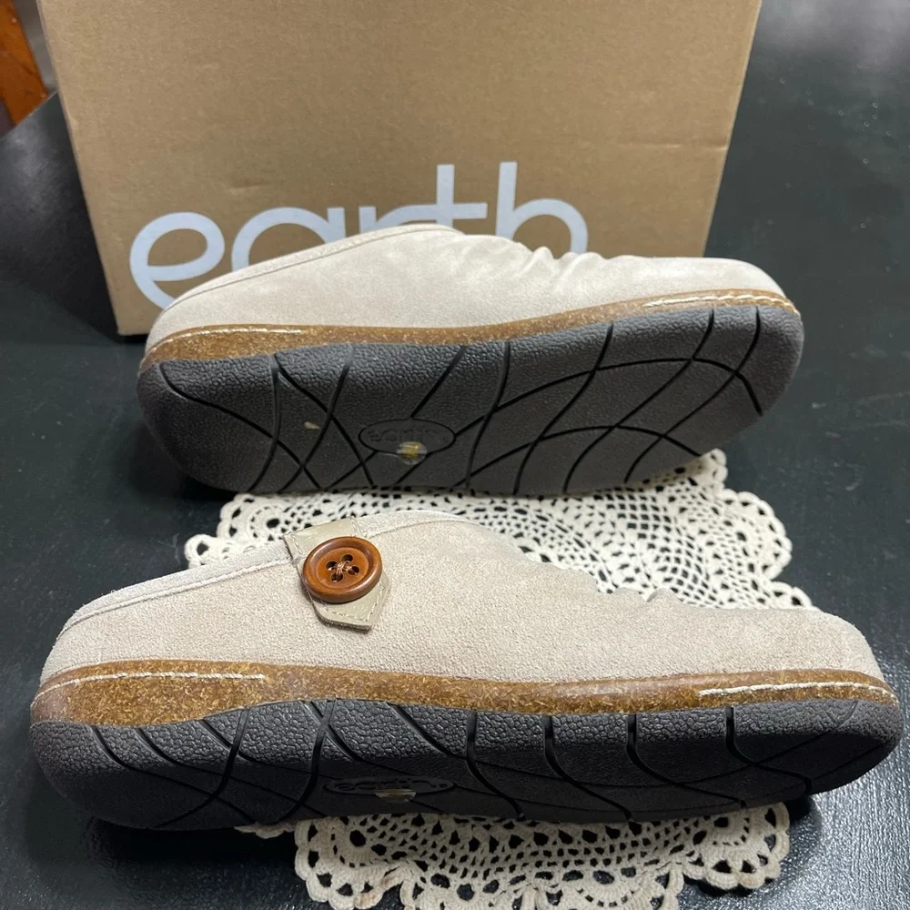 Earth Taupe Slip-On Mules with Button Accent - Picture 6 of 14